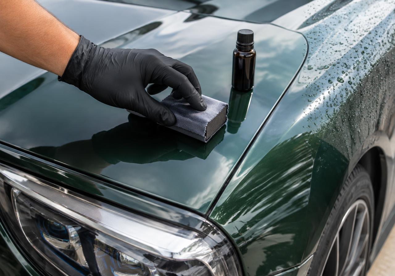 Ceramic coating applied to glossy paint